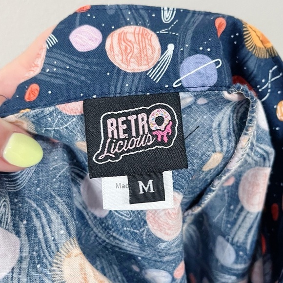 Retrolicious Space Always In Orbit Skater Skirt Blue Size Medium Flare Highrise - Picture 8 of 9